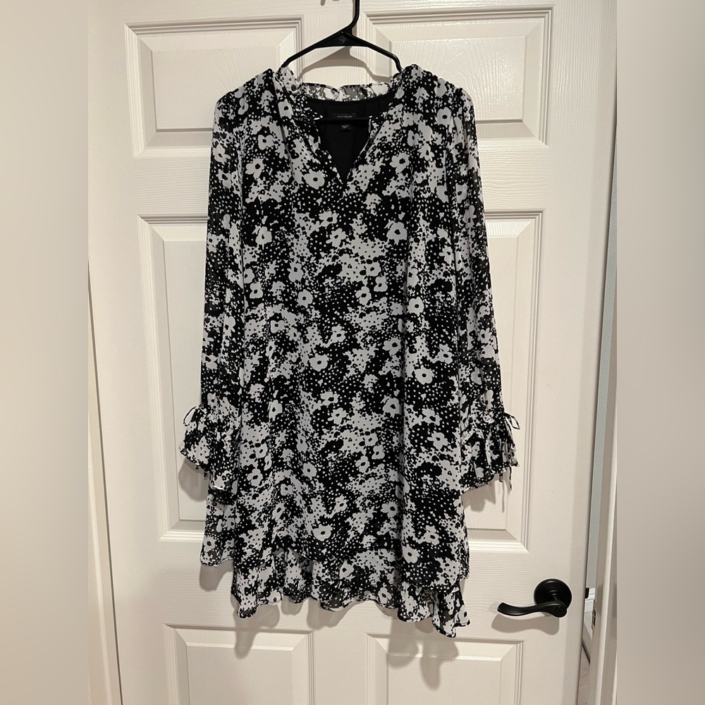 Floral Black and White Dress